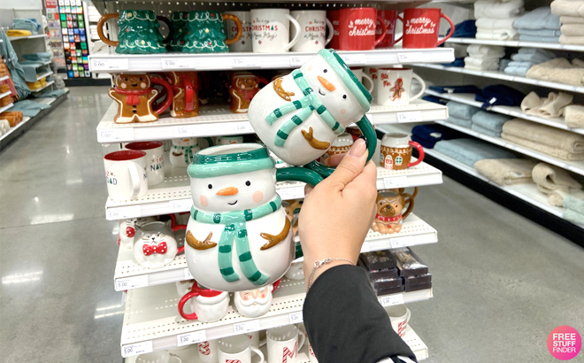 Target Wondershop Christmas Earthenware Snowman Mug White 2 Count