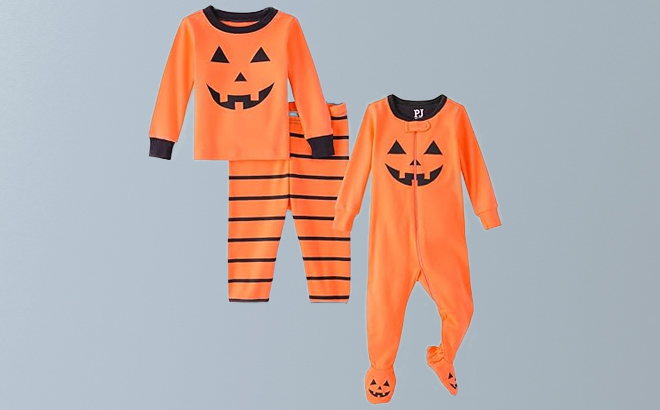 The Childrens Place Baby and Toddler Halloween Pumpkin Pajamas 1