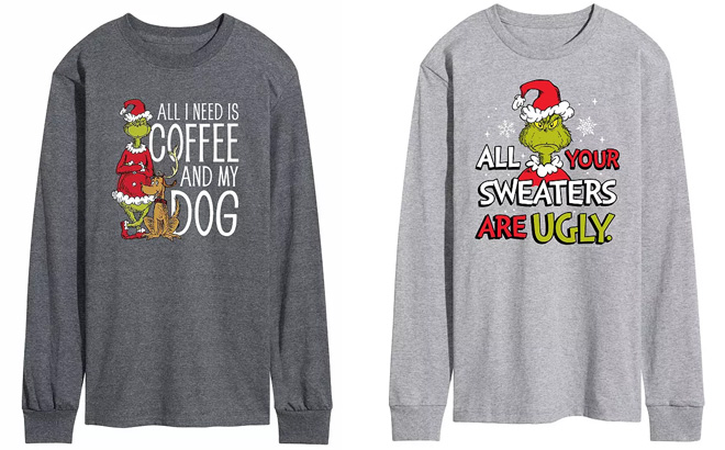 Men's Dr. Seuss The Grinch "All I Need Is Coffee And My Dog" Tee