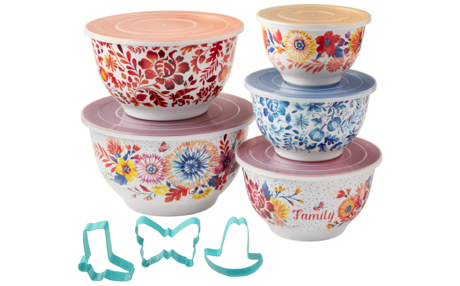 The Pioneer Women Melamine Mixing Bowls Cookie Cutter 13 Piece Set