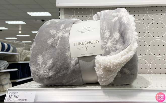 Threshold Snowflake Plush Faux Shearling Throw Blanket