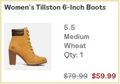 Timberland Womens Tillston 6 Inch Boots Checkout Summary