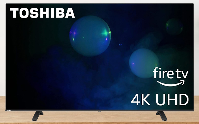 Toshiba 55 Inch 4K UHD Smart Fire TV on a Table