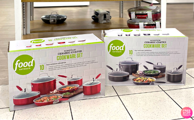 Two Boxes of Food Network 10 Piece Nonstick Ceramic Cookware Set
