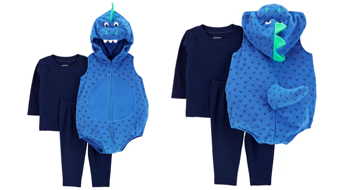 Two Images of Carters Baby Dinosaur Costume