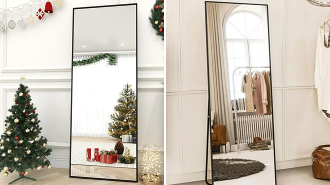 Two Images of Full Length Rectangle Standing Mirror