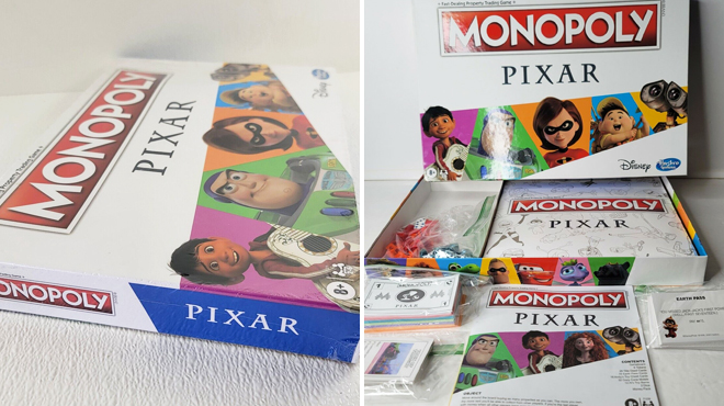 Two Images of Monopoly Disney Pixar Edition Board Game for Kids