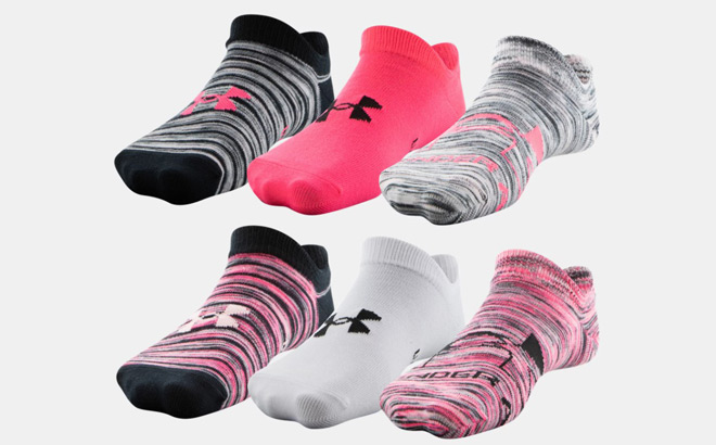 Under Armour Essential Socks 6 Pack on Gray Background