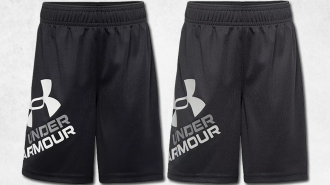Under Armour Prototype Logo Boys Shorts in Black and Grey Colors
