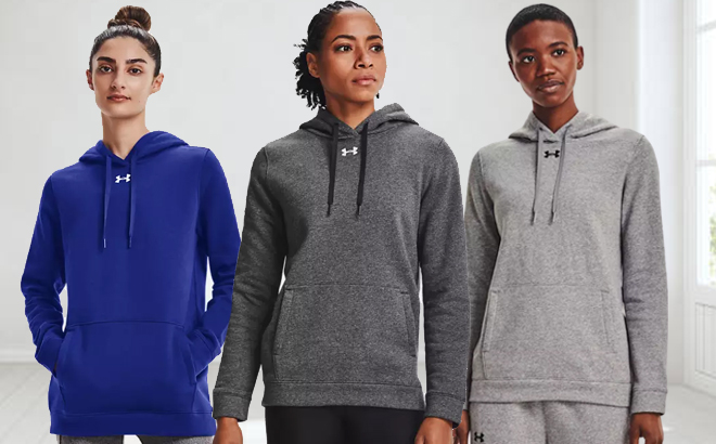 Under Armour Womens Hustle Fleece Hoodies in Different Colors