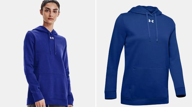 Under Armour Womens Hustle Fleece Hoodies in Royal Under Armour Womens Hustle Fleece Hoodies in Royal