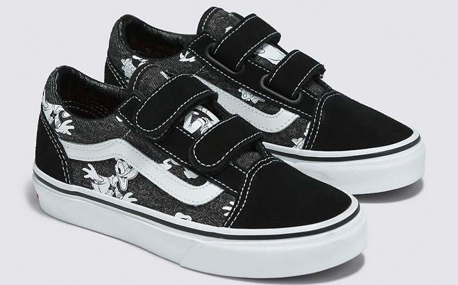 VANS x Disney Kids Old Skool V Shoes on Gray Background VANS x Disney Kids Old Skool V Shoes on Gray Background