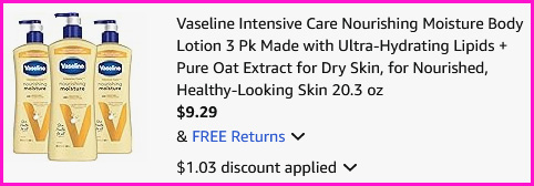 Vaseline Hand Body Lotion Checkout Screen