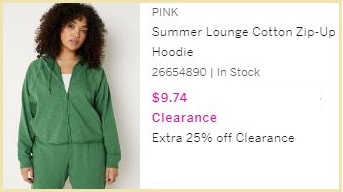 Victorias Secret PINK Summer Lounge Cotton Zip Up Hoodie Checkout Summary