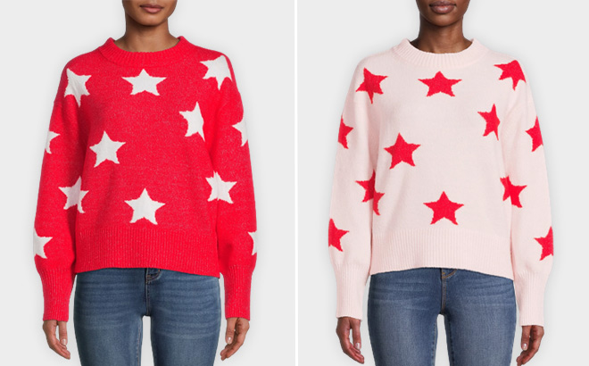 Woman is Wearing Heart N Crush Womens Sweater in Two Colors