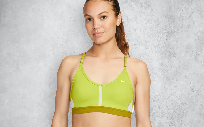 Women Wearing Nike Womens Sport Bra in Yellow