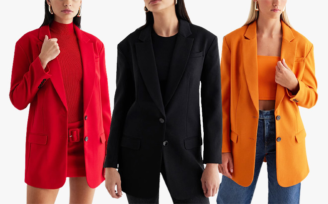 Women's Twill Oversized Boyfriend Blazers Women's Twill Oversized Boyfriend Blazers