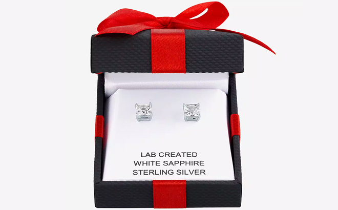 Yes Please White Sapphire Stud Earrings in Sterling Silver