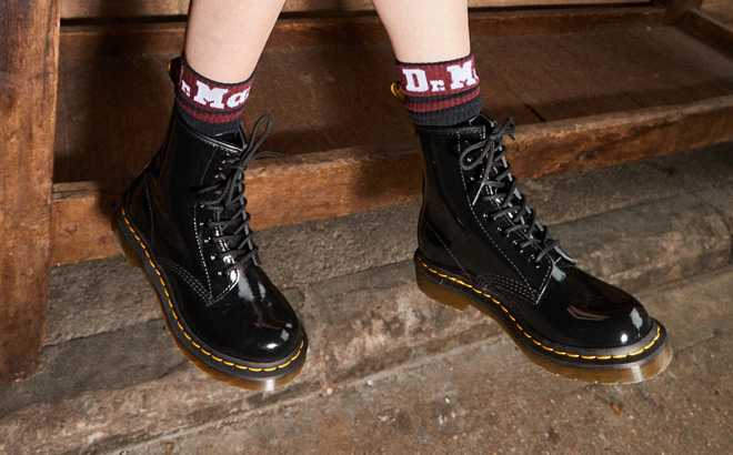 a Woman Wearing Dr Martens 1460 Boots