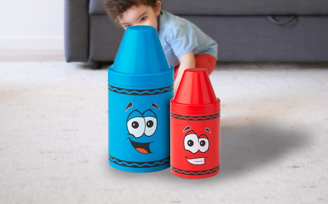 an Image of Crayola Red Blue Crayon Storage Container Set