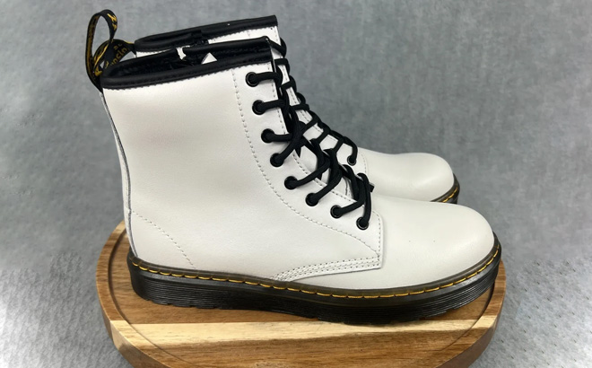an Image of Dr Martens Womens White Zavala Leather Boots