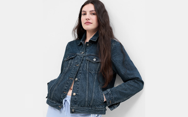 Women Wearing Gap Denim Jacket