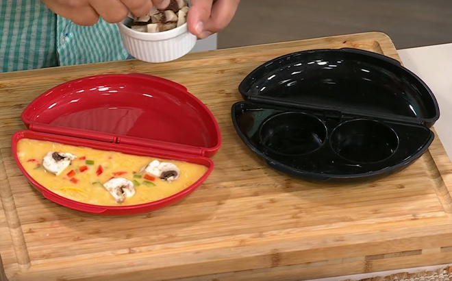 Two Kitchen HQ Microwave Egg Cooker and Omlet Set in Black and Red Two Kitchen HQ Microwave Egg Cooker and Omlet Set in Black and Red