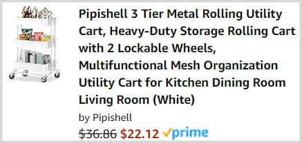 3 Tier Rolling Cart Checkout