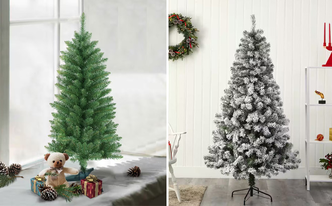 4 Foot Carson Pine Artificial Christmas Tree and 6 Foot West Virginia Fir Artificial Christmas Tree