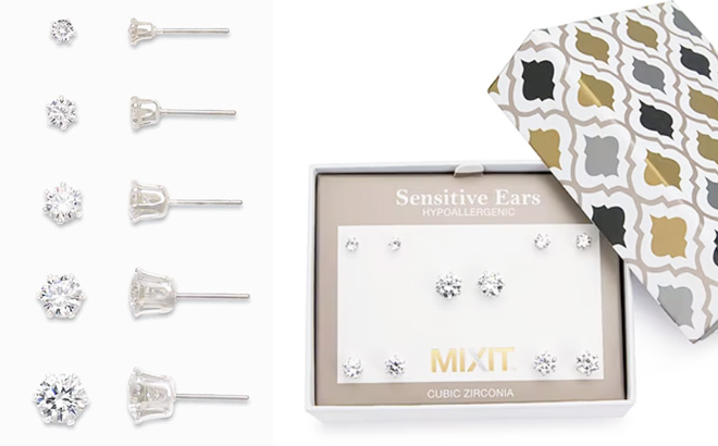 5 Piece Stud Earring Boxed Set
