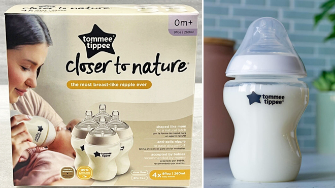 A Box of Tommee Tippee 4 Count Closer To Nature Baby Bottles