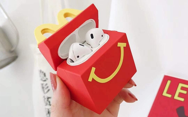 A Hand Holding an AirPods Case in the Style of McDonalds Fries