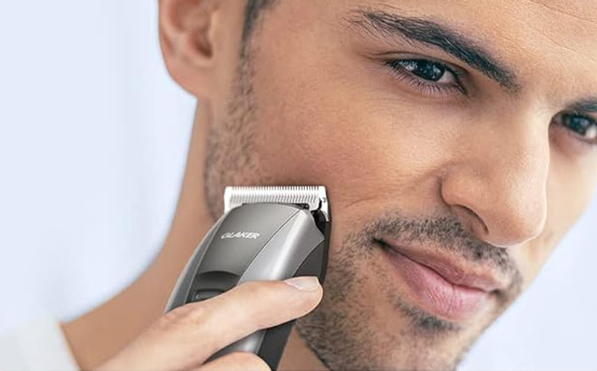 A Man Using a Glaker Cordless Hair Clippers A Man Using a Glaker Cordless Hair Clippers