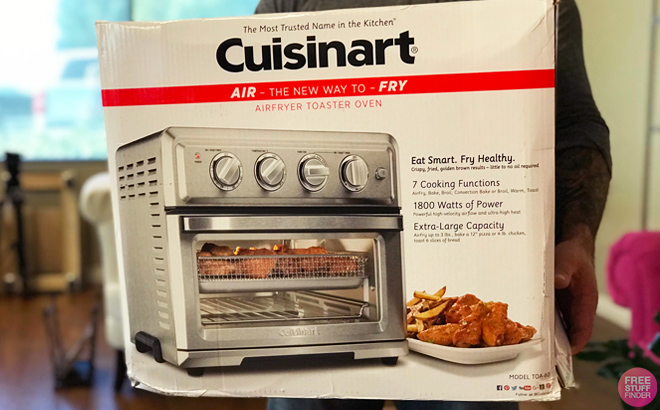 A Person Holding Cuisinart Air Fryer Toaster Oven in a Box