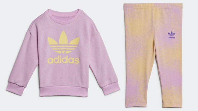 Adidas Baby Graphic Logo Crew Set on a Gray Background
