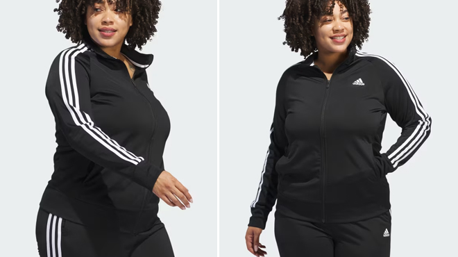 Adidas Womens Plus Size Essentials Warm up Tricot Slim 3 Stripes Track Jacket