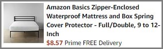 Amazon Basics Zipper Enclosed Waterproof Mattress Protector Checkout Summary