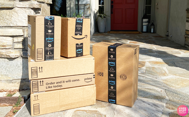 Amazon Delivery Boxes Outside of a Home