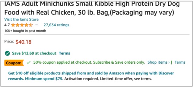 Amazon Dog Food Price Screenshot