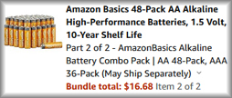 AmazonBasics AA AAA Alkaline Batteries Checkout Screen