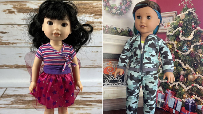 American Girl WellieWishers Emerson 14 5 Doll on the left and American Girl Truly Me 18 Doll 89 on the right