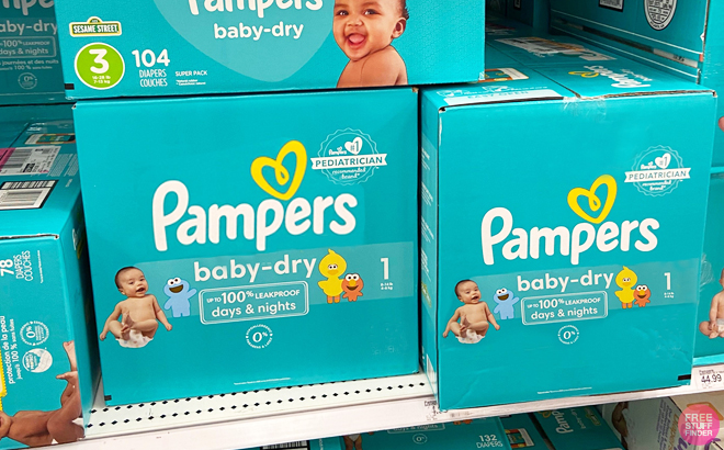 Baby Dry Disposable Diapers on the shelf