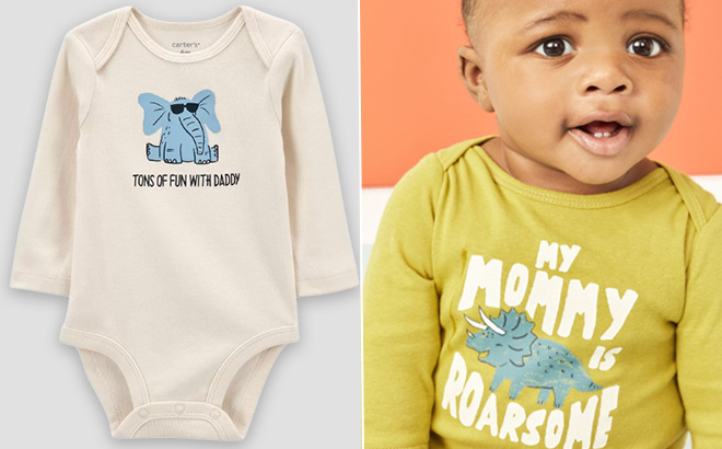 Baby Fun With Daddy Long Sleeve Bodysuit and Baby Mommy Long Sleeve Bodysuit