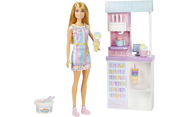 Barbie Careers Playset Ice Cream Shop Set with Blonde Fashion Doll Barbie Careers Playset Ice Cream Shop Set with Blonde Fashion Doll