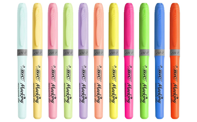 Bic Highlighter Grip Assorted Intense and Pastel Colors