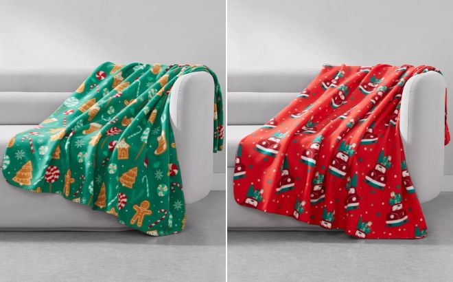 Birch Trail Holiday Printed Fleece Throws