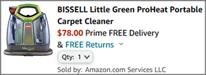 Bissell Little Green ProHeat Portable Carpet Cleaner Checkout Screenshot