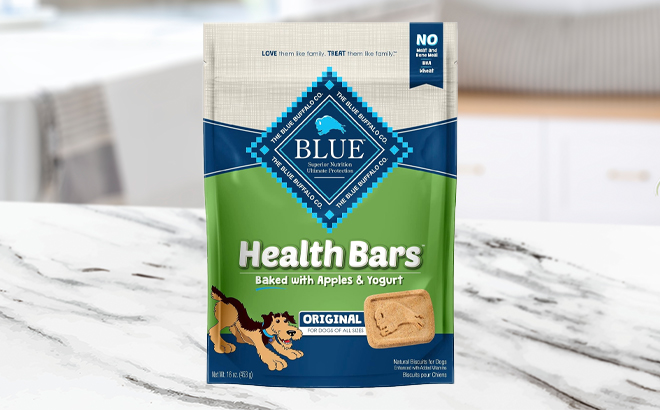 Blue Buffalo Health Bars Natural Crunchy Dog Treats Biscuits Apple Yogurt 16 oz Bag