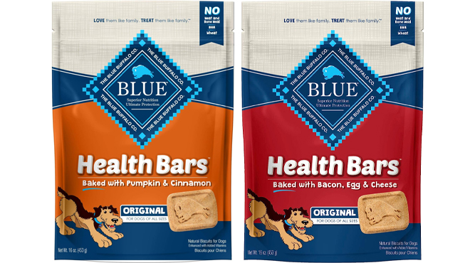 Blue Buffalo Health Bars Natural Crunchy Dog Treats Biscuits in Two Flavors
