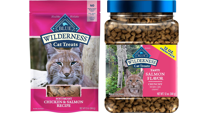 Blue Buffalo Wilderness Grain Free Soft Moist Cat Treats and Wilderness Crunchy Cat Treats